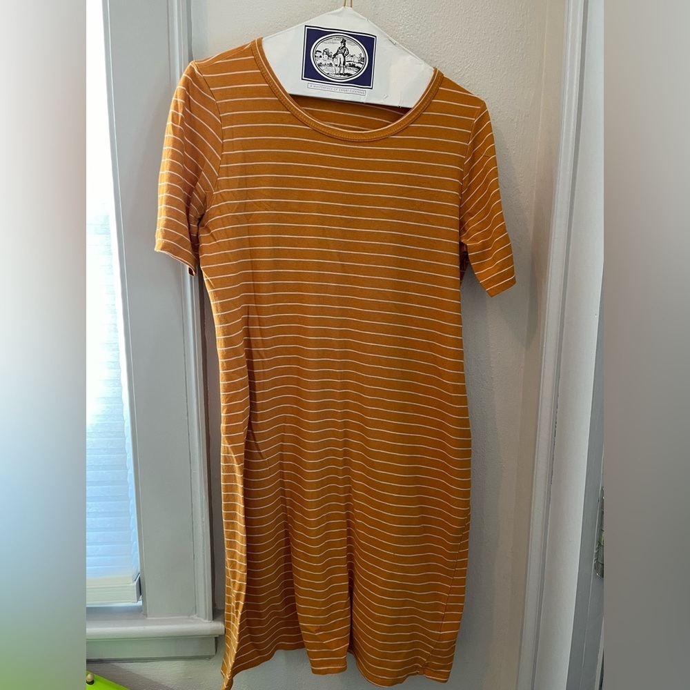 Roolee Mustard Yellow Striped Mini Dress